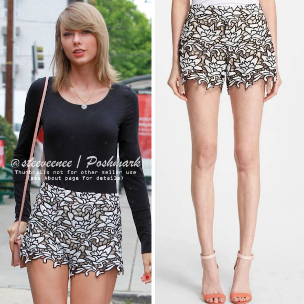 Alice + Olivia High-Waisted Lace Shorts ASO Taylor Swift